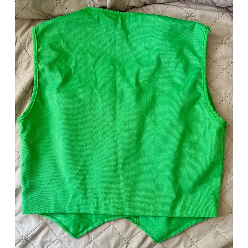 Vintage Girl Scouts Junior Green Uniform Vest with Pins Size 5/6 Kelly Green - Picture 7 of 7